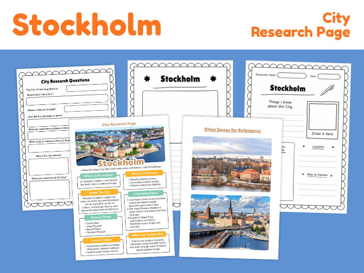 Stockholm City Research Project | Geography & Landmark Worksheets
