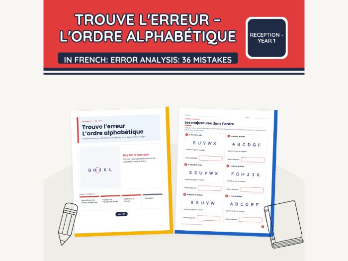 French Find the Mistake: Alphabet Order