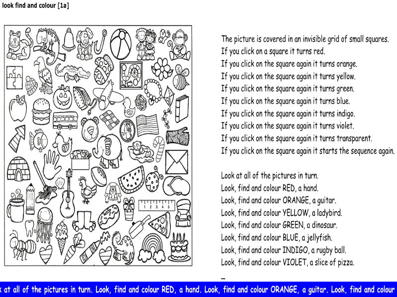 following instructions [look find and colour] [1a]