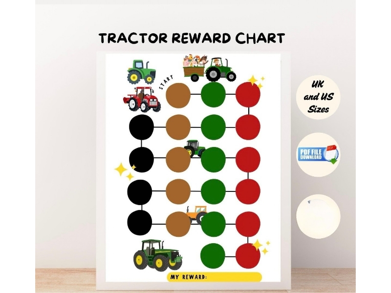 Tractor Reward Chart, Positive Behaviour & Potty