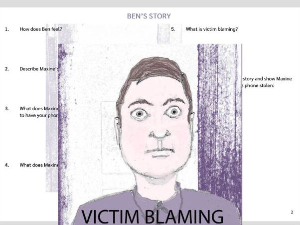 Victim Blaming Lesson - Story, Worksheet & Display (US)