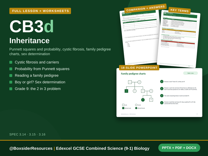 CB3d Inheritance | Edexcel GCSE Combined Science (9-1) | Lesson + Worksheet