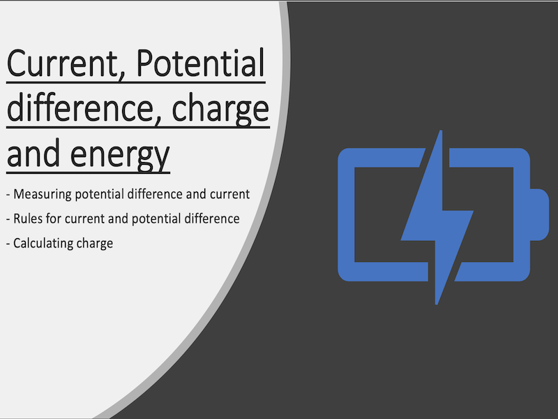 GCSE 91 Physics Current, Voltage, charge lesson Teaching Resources
