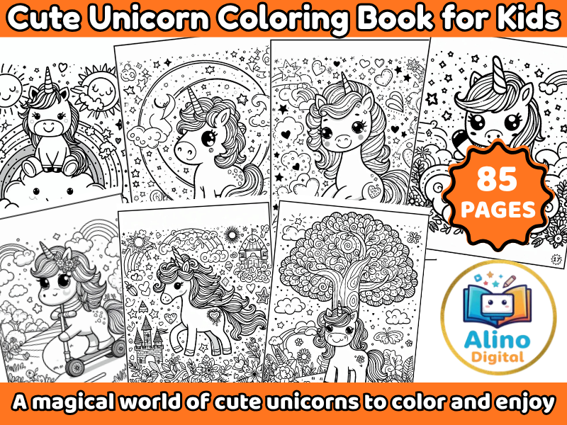 Cute Unicorn Coloring Book for Kids
