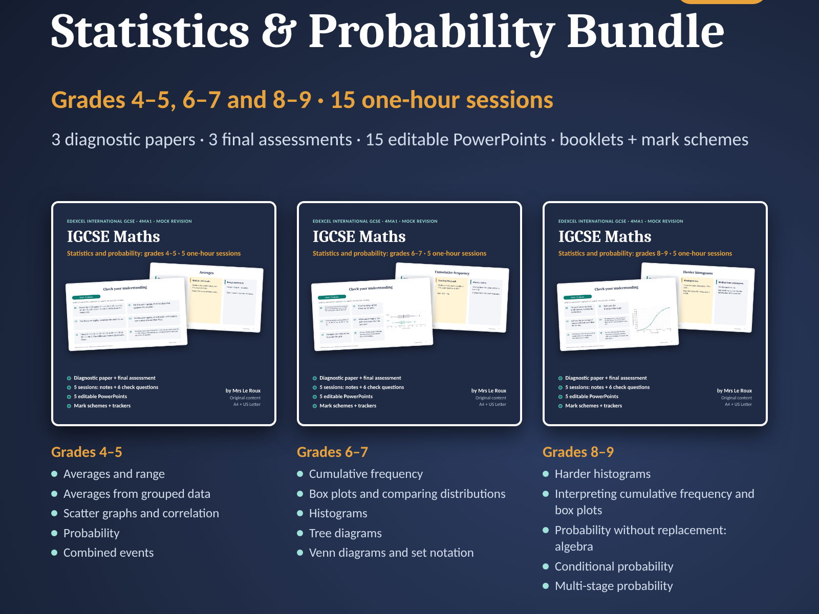 IGCSE mock revision Statistics & Probability, all grades (Edexcel 4MA1)