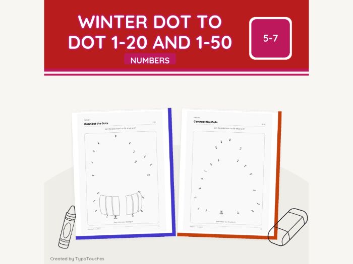 Winter Dot to Dot 1-20 and 1-50 | 24 Sheets