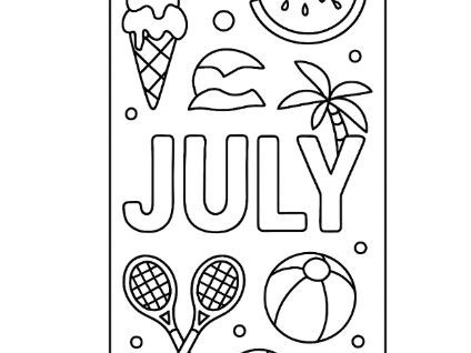 July Monthly Bookmark Template Colouring Sheet