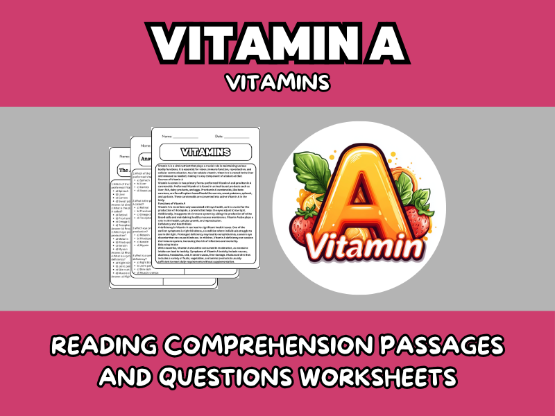 Vitamin A Reading Comprehension Passages and Questions Worksheets ...