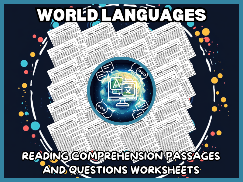 World Languages Reading Comprehension Passages and Questions Worksheets Bundle