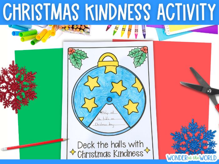 Christmas kindness bauble spinner wheel writing craft activity Key stage 2