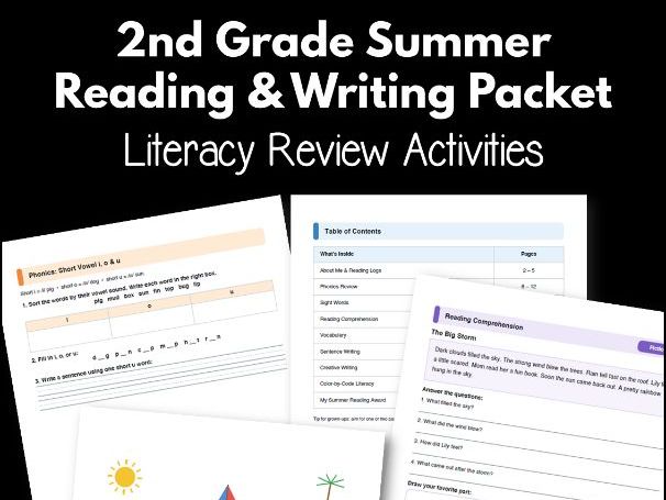 2nd Grade Summer Reading & Writing Packet | Literacy Review Activities
