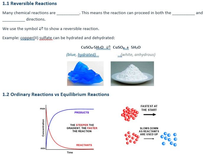 Lesson booklet: AS Level/A level Equilibria/Kc/Le Chatelier's Principle