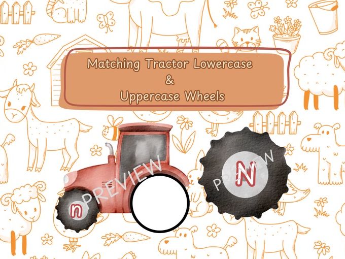 Matching Lower & Upper Case Letter Tractors