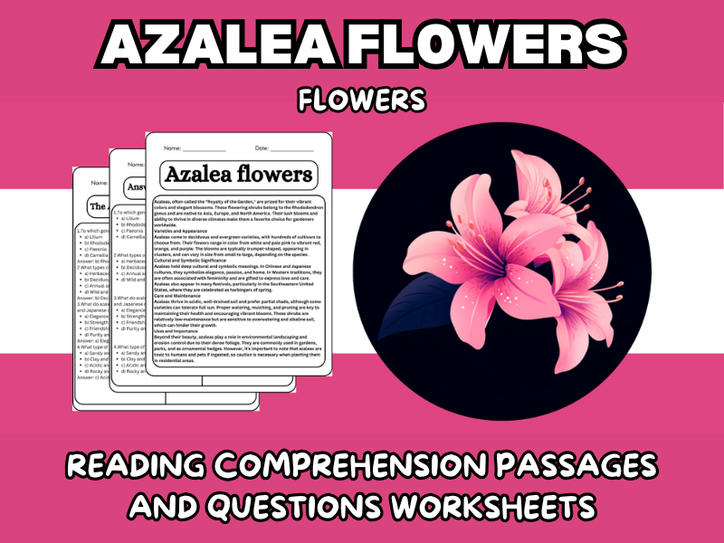 Azalea Flowers - Flowers Reading Comprehension Passages & Questions ...