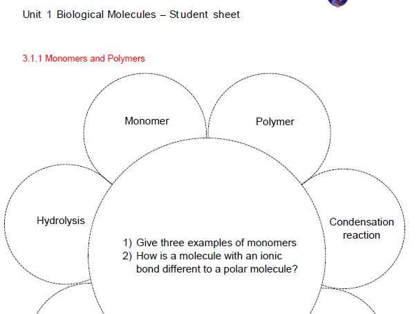 AQA A level Biology, Topic 1, Flower Booklet