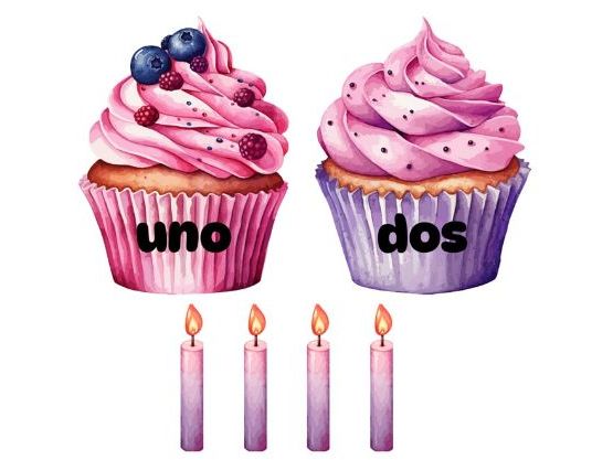 Spanish number 1 to10 cupcakes and candle matching