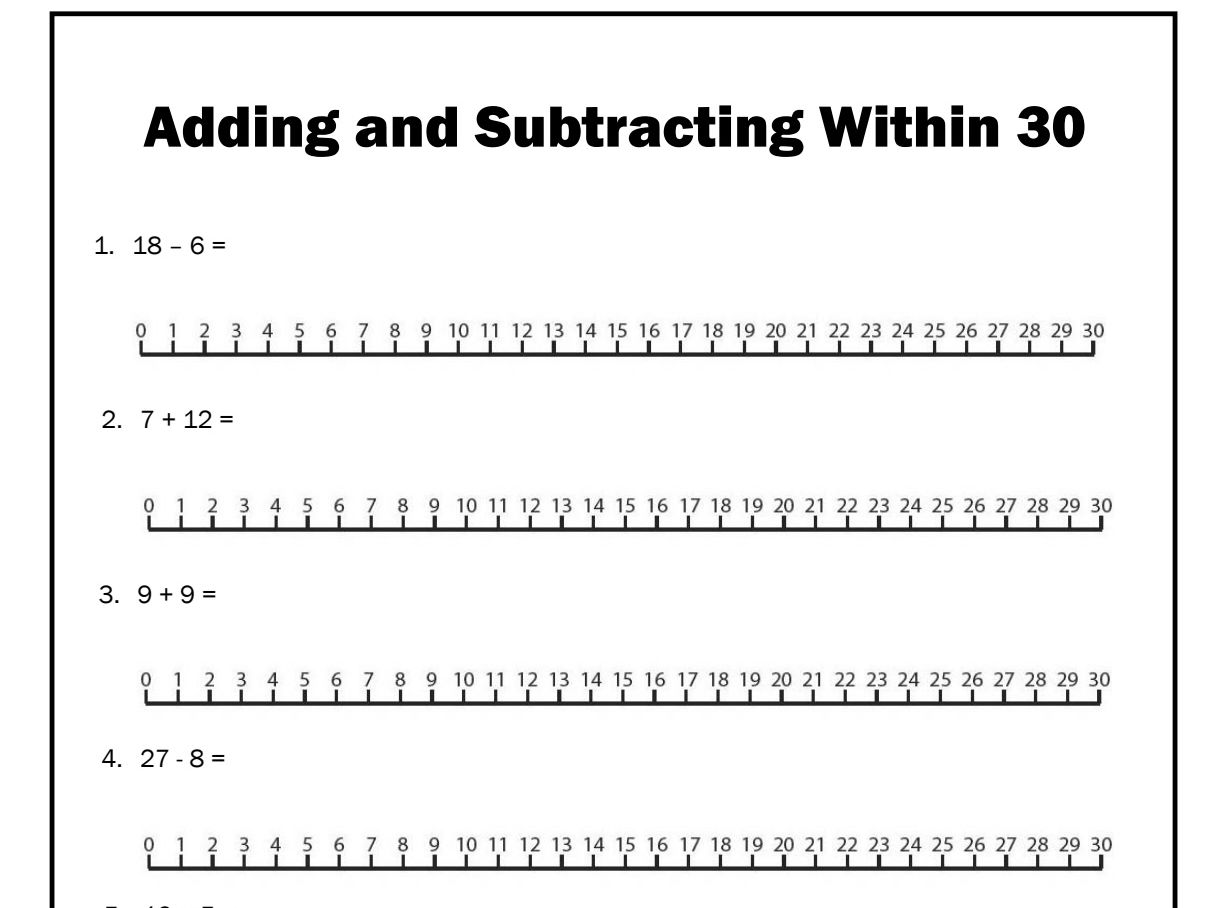 Adding and Subtracting to 30 - Differentiated - With numberlines and without