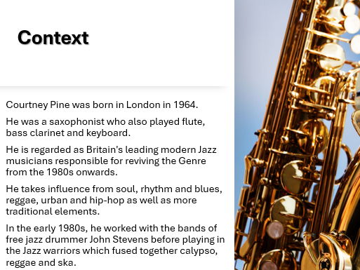 Edexcel Alevel music Courtney Pine