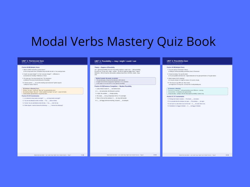 Modal Verbs Mastery Quiz Book