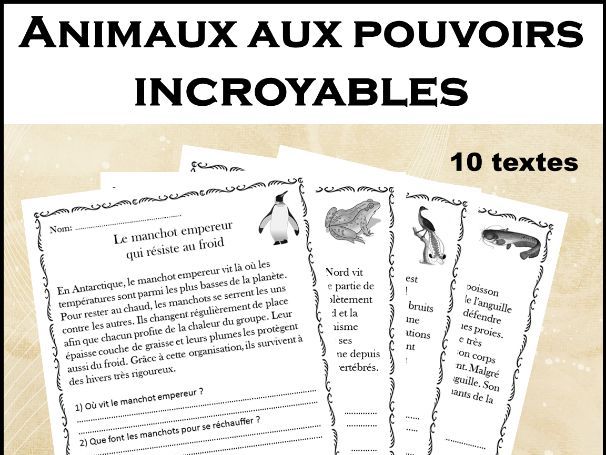 C. de lecture - Animaux aux pouvoirs incroyables