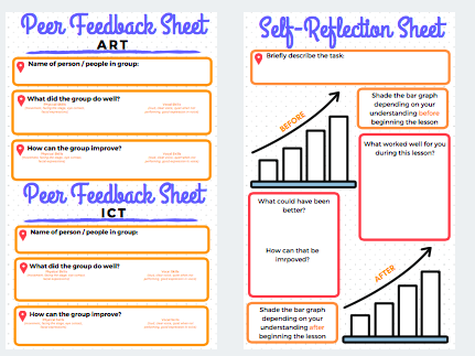 Peer Feedback and Self Reflection Template Sheets