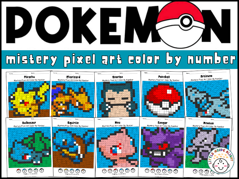Pokémon Mystery Pixel Art | 42 Characters Color by Number