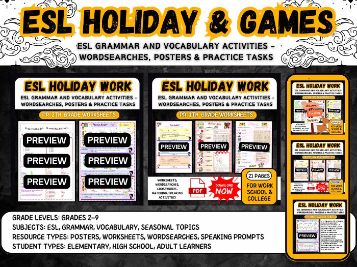 ESL Grammar and Vocabulary Activities