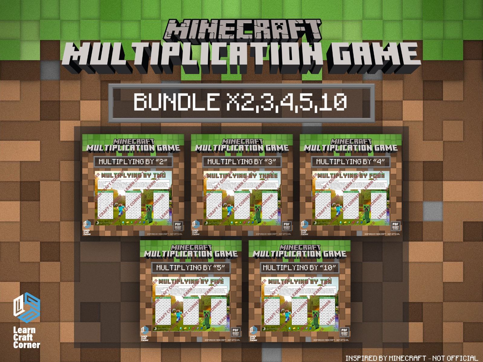 Minecraft Multiplication Games Bundle – 2, 3, 4, 5 and 10 Times Tables