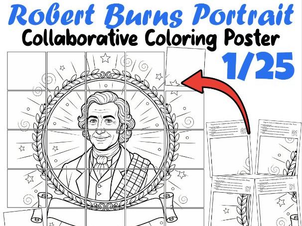 Robert Burns Portrait | Burns Night Collaborative Coloring Poster