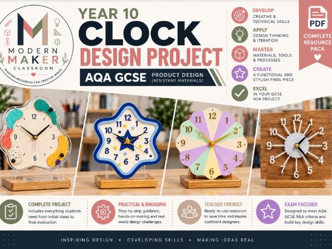 AQA GCSE Design & Technology – Year 10 Clock Design Project | Complete Product Design Resource Pack