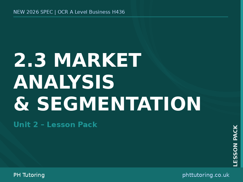 NEW 2026 OCR A Level Business H436 – 2.3 Market Analysis & Segmentation - LESSON PACK