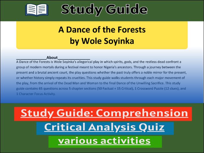 Study Guide for :A Dance of the Forests | Comprehension Test