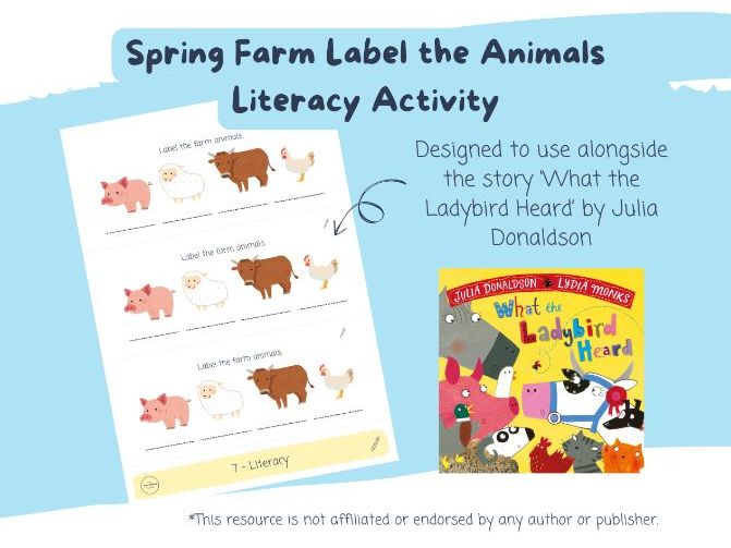Spring Farm Label the Animals Literacy Activity