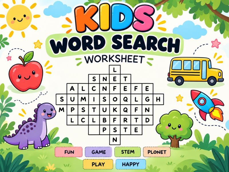 Kids Word Search Worksheets: Vocabulary Building Puzzles Workbook