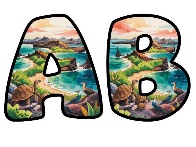 Galapagos Cove Alphabet Letters | Classroom Display, A-Z 0-9 and Signs