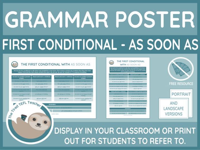 Grammar Point Poster - The First Conditional with As Soon As