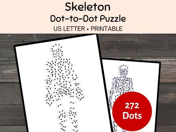 Skeleton Dot-to-Dot Puzzle, Human Anatomy Activity