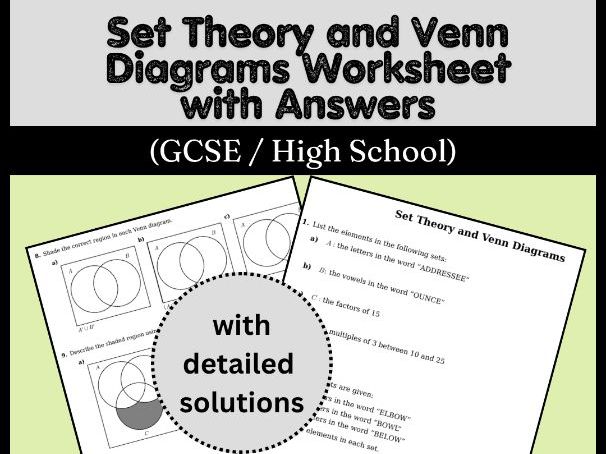 Set Theory and Venn Diagrams Worksheet with Answers (GCSE / High School)