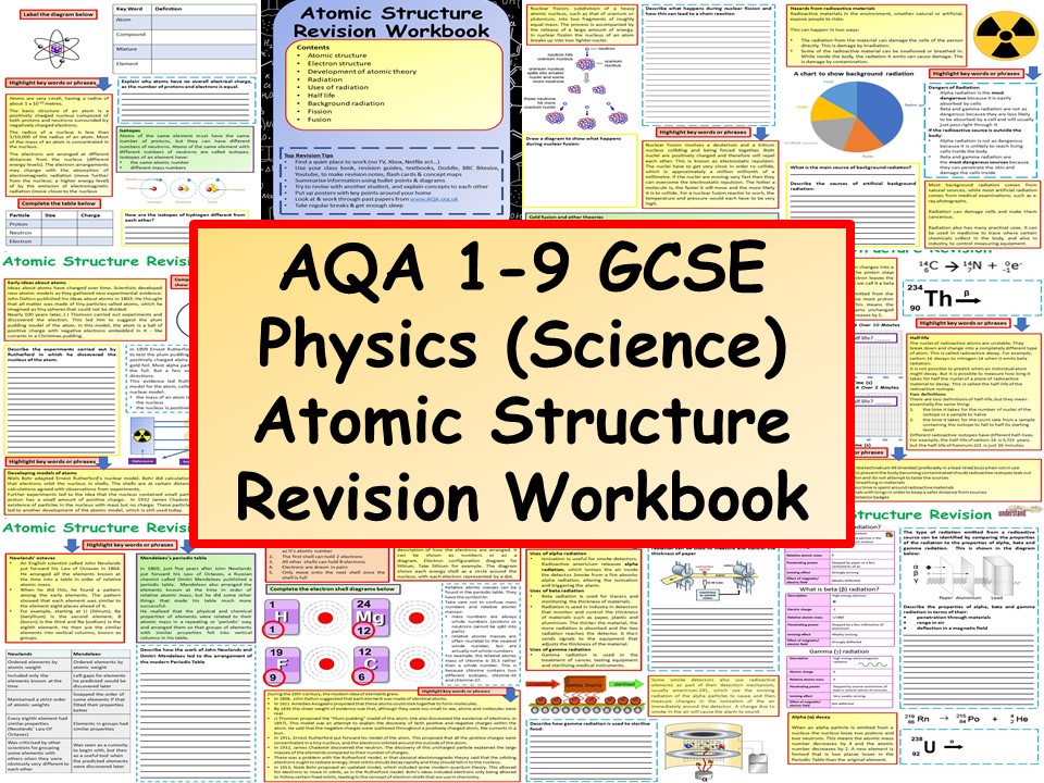 AQA 1-9 GCSE Physics (Science) Atomic Structure Revision Workbook