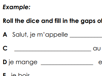 French - Dice-rolling conversation (food & drink)