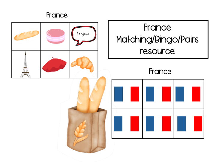 France Matching/Bingo/Pairs Resource