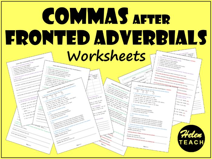 Commas After Fronted Adverbials Worksheets | Differentiated | With Answers