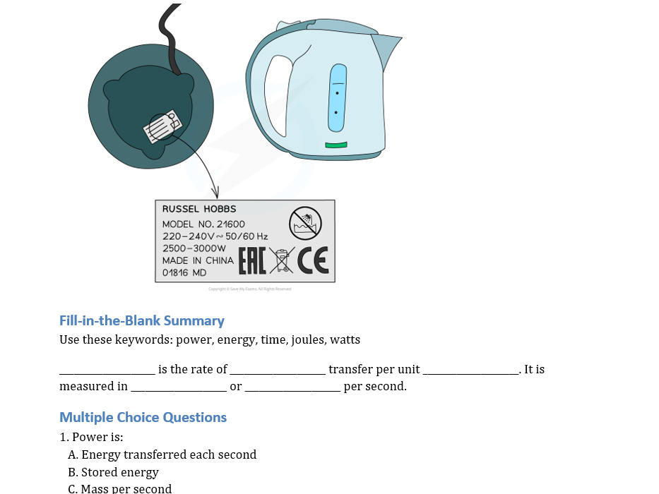 AQA Physics Energy Revision Booklet