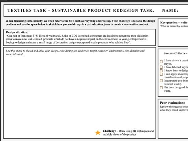 Design and technology designing sustainably lesson and task ks3/ks4