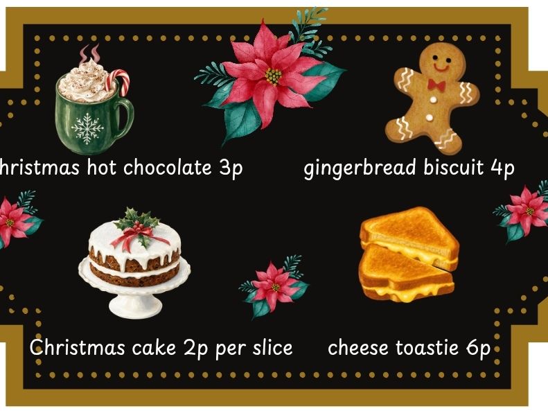 Christmas mud kitchen cafe signs