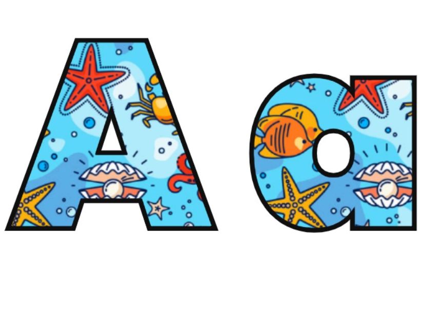 Ocean Sea Animals Display Lettering