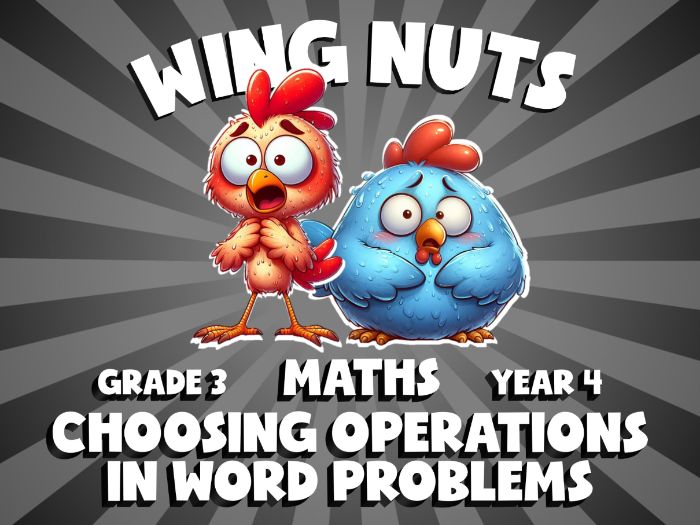 Choosing Operations in Word Problems WING NUTS Maths Game | No-Prep Year 4 Review Activity