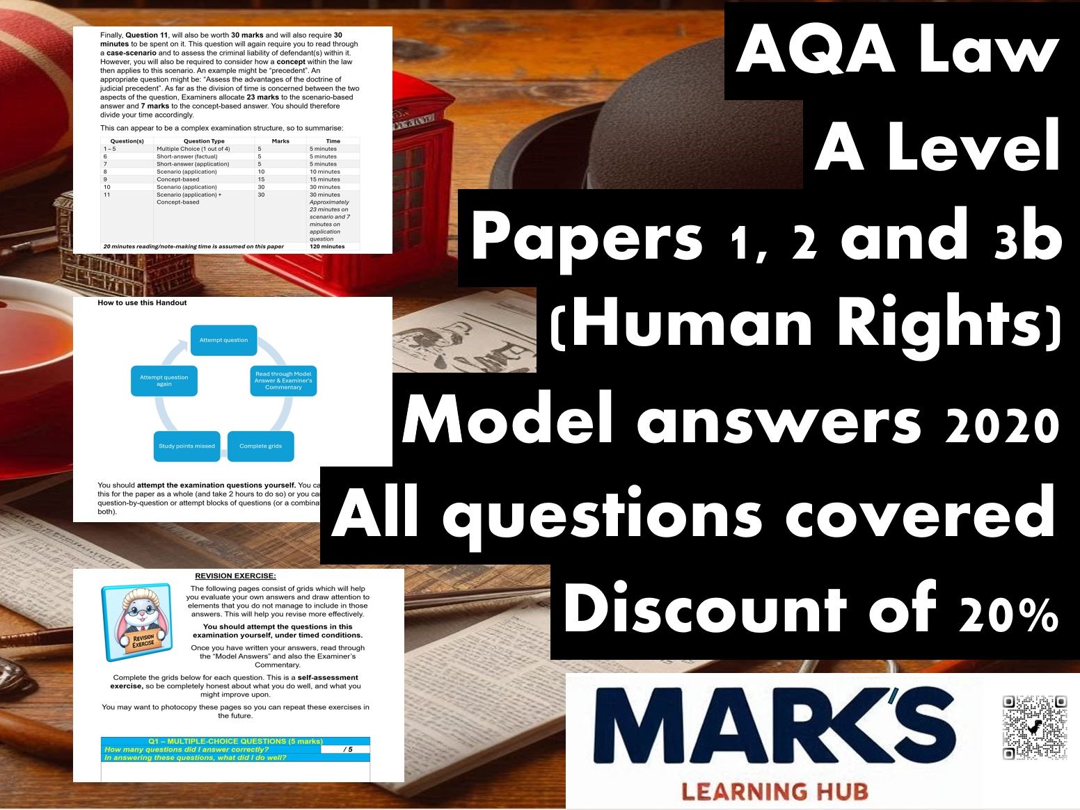 AQA: A Level LAW - MODEL ANSWERS (FULL PAPERS 2020) 1, 2 and 3b (HUMAN RIGHTS) - DISCOUNT BUNDLE
