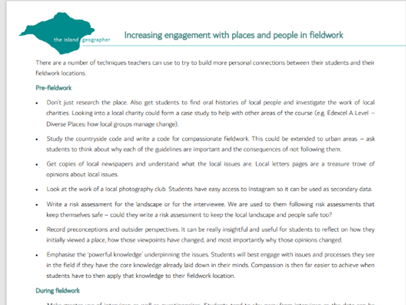 Increasing engagement with places and people in fieldwork