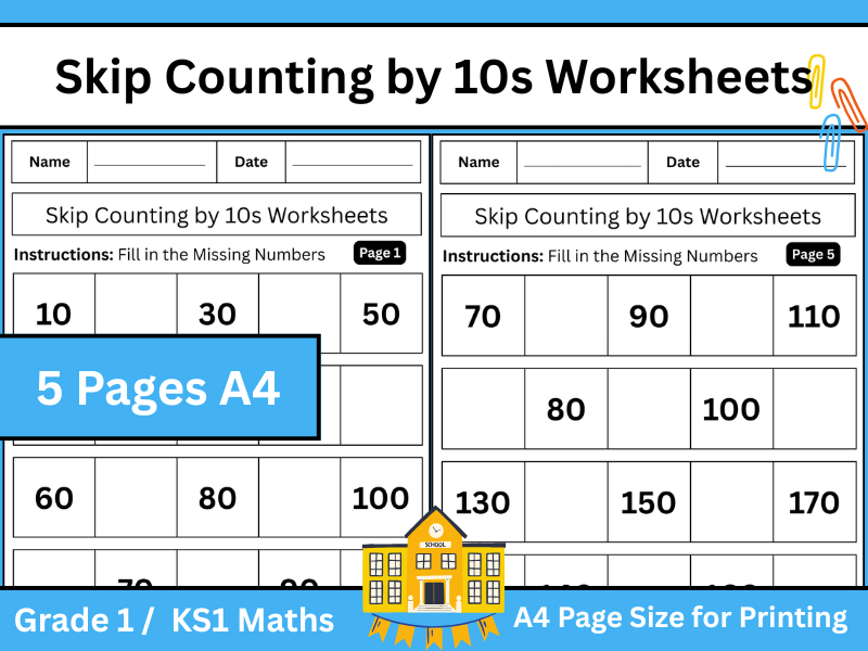 Skip Counting by 10s Worksheets | Math KS1